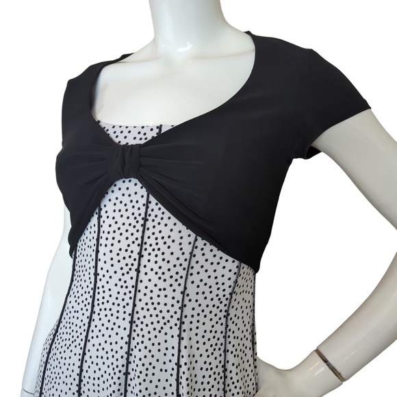 Joseph Ribkoff Black & White Polka Dot Fit & Flare Midi Dress Shrug Bolero - Picture 5 of 15